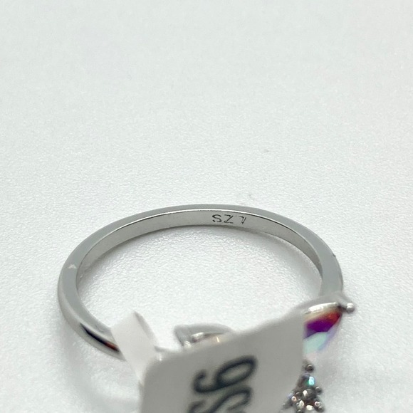 Size 7 Rainbow Silver Tone Butterfly Ring - Picture 7 of 10